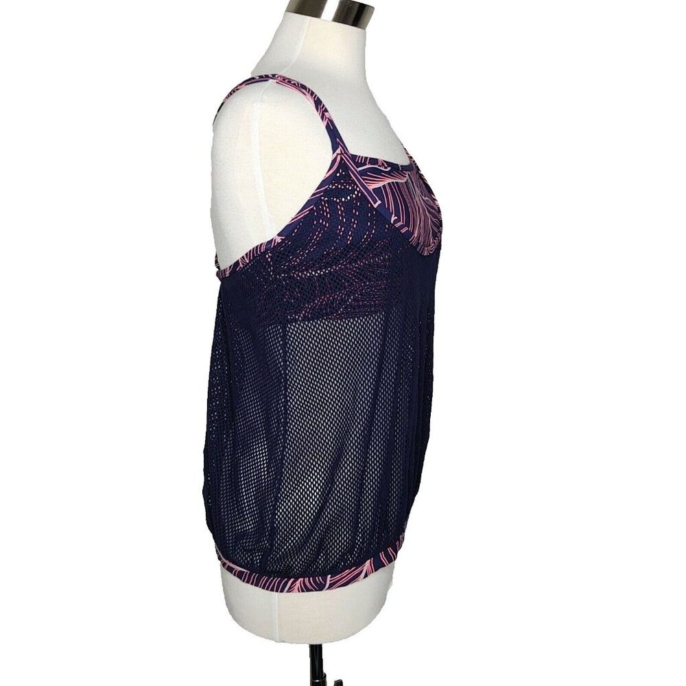 Anne Cole Locker Swim Tankini top Mesh Overlay with attatched crop top XL - Picture 3 of 11